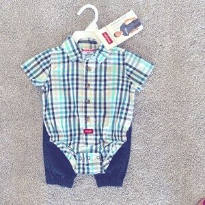 NWT plaid collared short and pants - 3mo baby boy